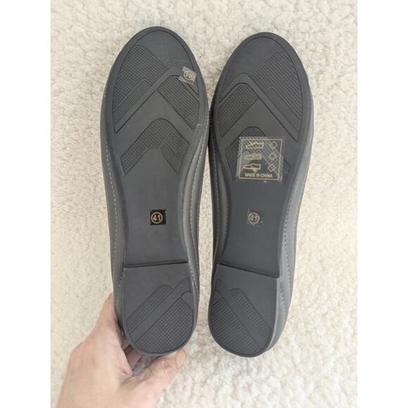 NorthStyle Women's European Leather Ballet Flats With Bow Size 10 Gray - Picture 2 of 8